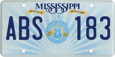 MS license plate ABS183