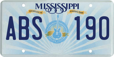 MS license plate ABS190