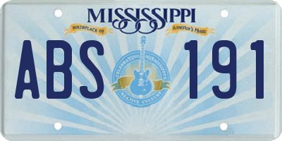 MS license plate ABS191