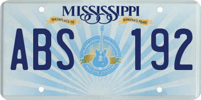 MS license plate ABS192