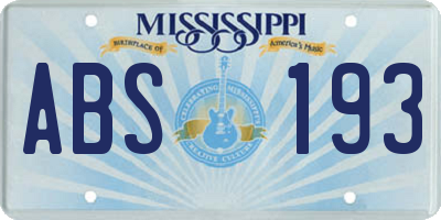 MS license plate ABS193