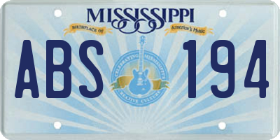 MS license plate ABS194