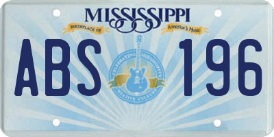 MS license plate ABS196