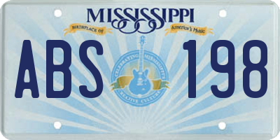 MS license plate ABS198