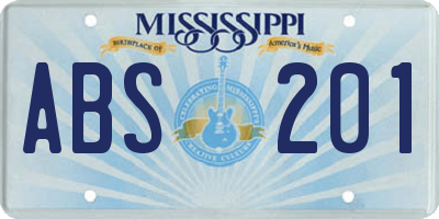 MS license plate ABS201