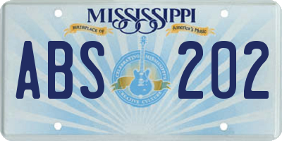 MS license plate ABS202