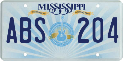 MS license plate ABS204