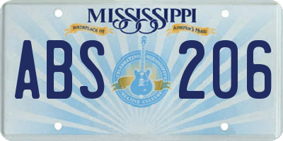 MS license plate ABS206