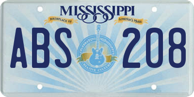 MS license plate ABS208