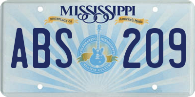 MS license plate ABS209