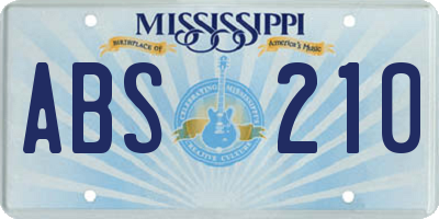 MS license plate ABS210