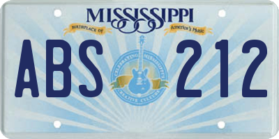 MS license plate ABS212