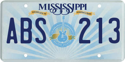 MS license plate ABS213