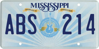 MS license plate ABS214