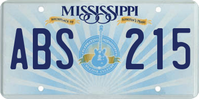 MS license plate ABS215