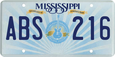 MS license plate ABS216