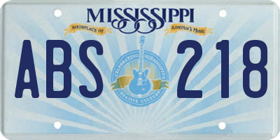 MS license plate ABS218