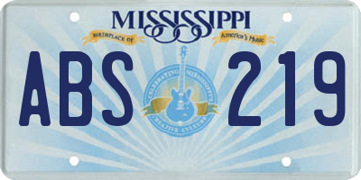 MS license plate ABS219