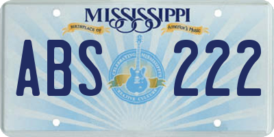 MS license plate ABS222