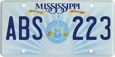 MS license plate ABS223