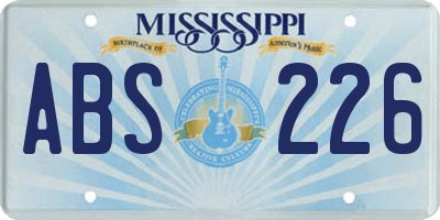 MS license plate ABS226