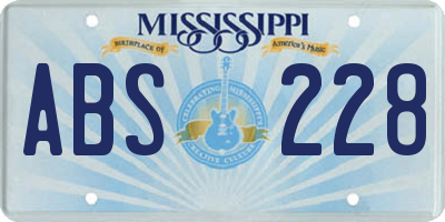 MS license plate ABS228