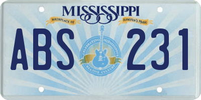 MS license plate ABS231