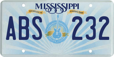 MS license plate ABS232