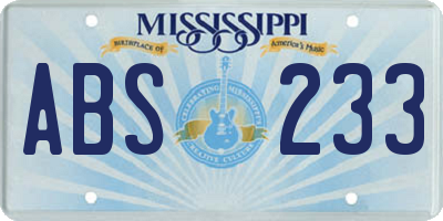 MS license plate ABS233