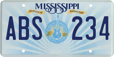 MS license plate ABS234