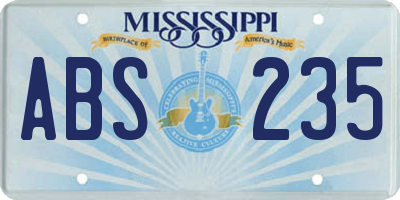 MS license plate ABS235