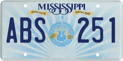 MS license plate ABS251