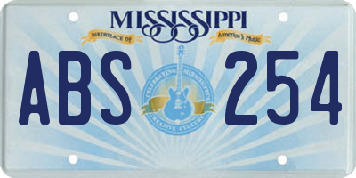 MS license plate ABS254