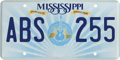 MS license plate ABS255