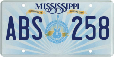 MS license plate ABS258