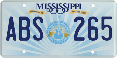 MS license plate ABS265