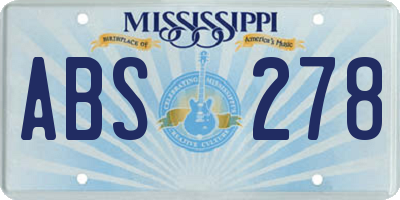 MS license plate ABS278