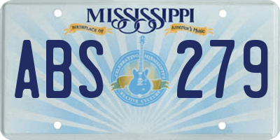 MS license plate ABS279