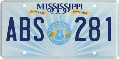 MS license plate ABS281