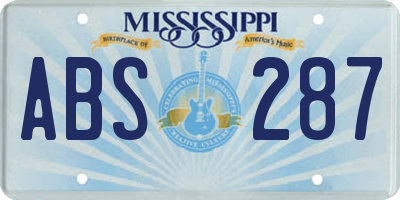 MS license plate ABS287