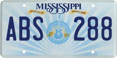 MS license plate ABS288