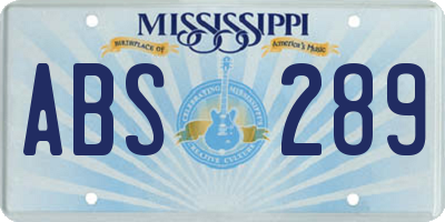 MS license plate ABS289