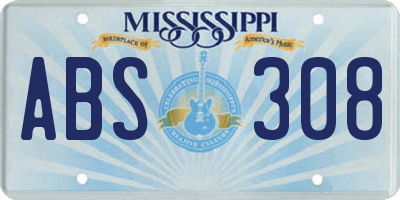 MS license plate ABS308