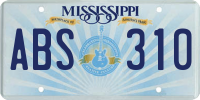 MS license plate ABS310