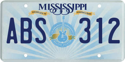 MS license plate ABS312