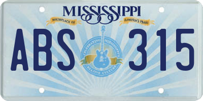 MS license plate ABS315