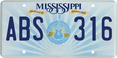 MS license plate ABS316