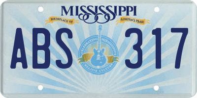 MS license plate ABS317