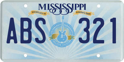 MS license plate ABS321