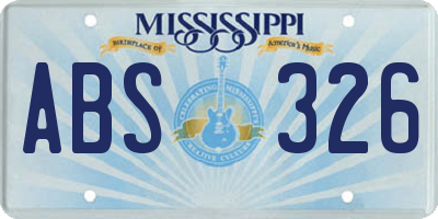 MS license plate ABS326